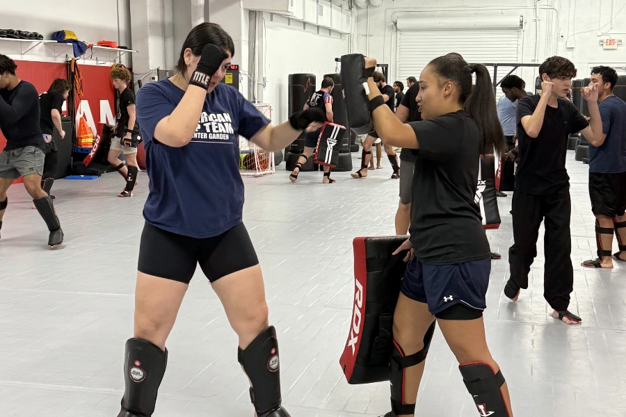 Cardio fitness kickboxing class at ATT Winter Garden